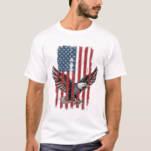 Retro Patriottische Adelaar Vlag T-shirt Ontwerp_1