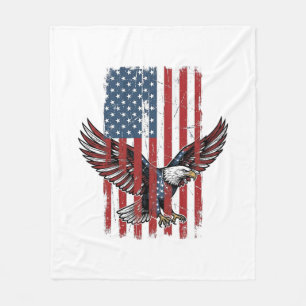 Retro Patriottische Adelaar Vlag T-shirt Ontwerp_1 Fleece Deken
