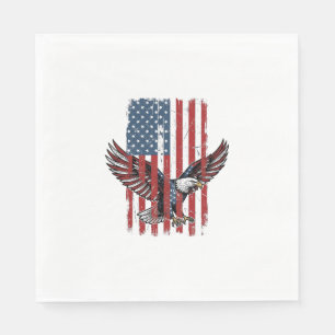 Retro Patriottische Adelaar Vlag T-shirt Ontwerp_1 Servet