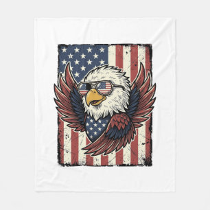 Retro Patriottische Adelaar Zonnebril Shirt Ontwer Fleece Deken