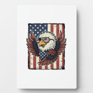 Retro Patriottische Adelaar Zonnebril Shirt Ontwer Fotoplaat