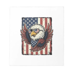 Retro Patriottische Adelaar Zonnebril Shirt Ontwer Notitieblok