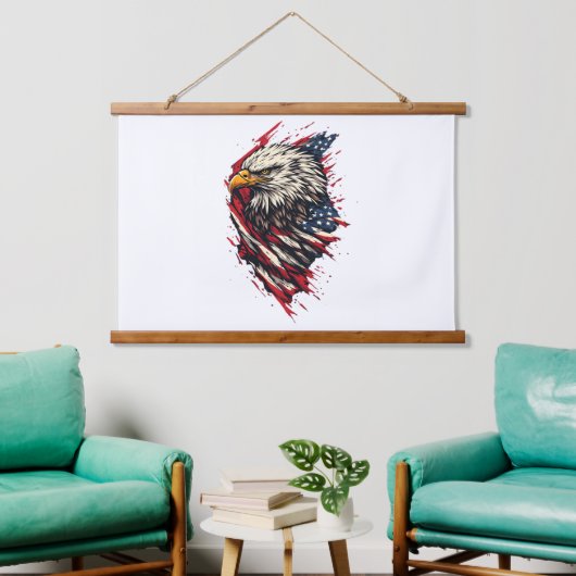 Retro Patriottische Amerikaanse Adelaar 4 juli Hangend Wandkleed (Woonkamer)