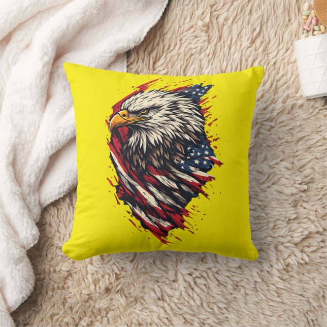 Retro Patriottische Amerikaanse Adelaar 4 juli  Kussen (Deken)