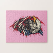 Retro Patriottische Amerikaanse Adelaar 4 juli Legpuzzel (Horizontaal)
