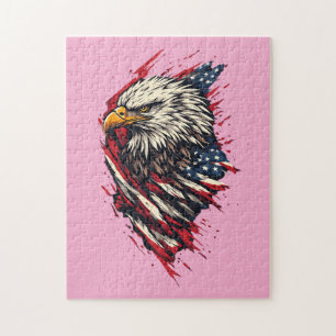 Retro Patriottische Amerikaanse Adelaar 4 juli Legpuzzel