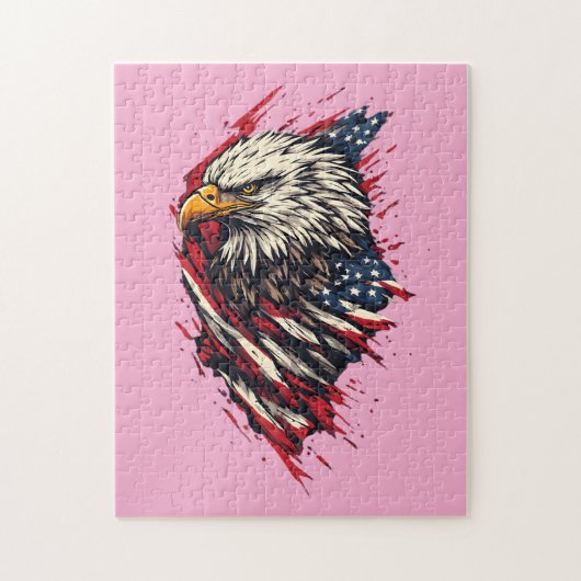 Retro Patriottische Amerikaanse Adelaar 4 juli Legpuzzel (Verticaal)