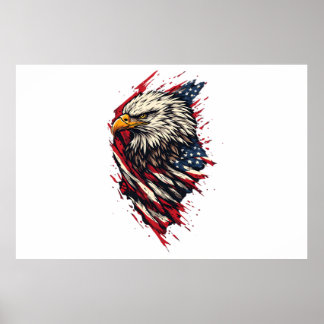 Retro Patriottische Amerikaanse Adelaar 4 juli Poster