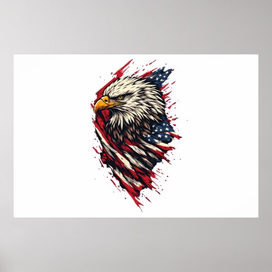 Retro Patriottische Amerikaanse Adelaar 4 juli Poster (Voorkant)