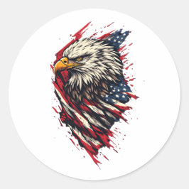 Retro Patriottische Amerikaanse Adelaar 4 juli  Ronde Sticker