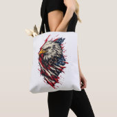 Retro Patriottische Amerikaanse Adelaar 4 juli Tote Bag (Dichtbij)