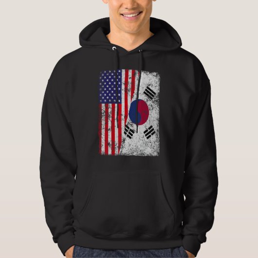 Retro Patriottische Amerikaanse vlag Zuid-Korea vl Hoodie (Voorkant)