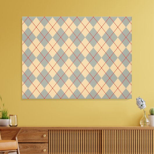 Retro Patriottische Argyle Wall Art Canvas Afdruk (Insitu (Woonkamer))
