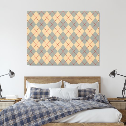 Retro Patriottische Argyle Wall Art Canvas Afdruk (Insitu (Slaapkamer))
