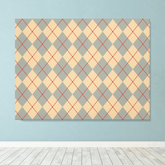 Retro Patriottische Argyle Wall Art Canvas Afdruk (Insitu (Houten vloer))