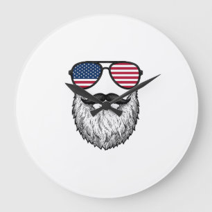 Retro Patriottische Baard Zonnebril Grafisch Shirt Grote Klok