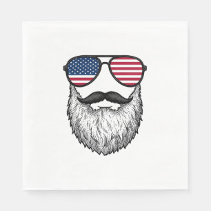 Retro Patriottische Baard Zonnebril Grafisch Shirt Servet
