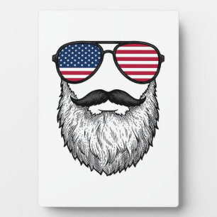 Retro Patriottische Baard Zonnebril Grafische Shir Fotoplaat