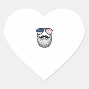 Retro Patriottische Baard Zonnebril Grafische Shir Hart Sticker