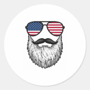 Retro Patriottische Baard Zonnebril Grafische Shir Ronde Sticker