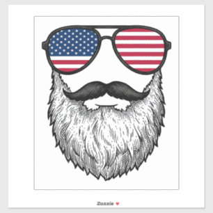 Retro Patriottische Baard Zonnebril Grafische Shir Sticker