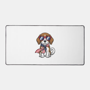 Retro Patriottische Beagle Hond Zonnebril Shirt_1 Bureaumat