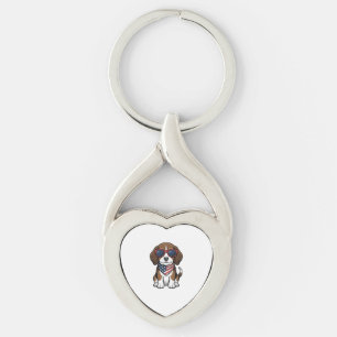 Retro Patriottische Beagle Puppy Zonnebril Shirt_1 Sleutelhanger