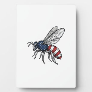 Retro Patriottische Bij Vector Grafische Shirt Ont Fotoplaat