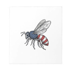 Retro Patriottische Bij Vector Grafische Shirt Ont Notitieblok