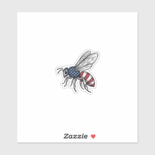 Retro Patriottische Bij Vector Grafische Shirt Ont Sticker (Vel)