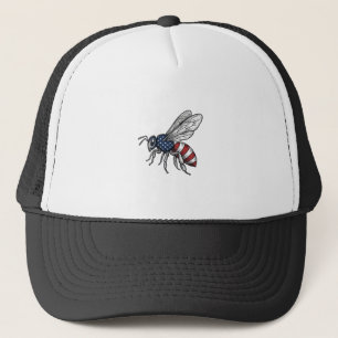 Retro Patriottische Bij Vector Grafische Shirt Ont Trucker Pet