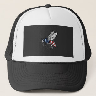 Retro Patriottische Bij Vector Grafische Shirt Ont Trucker Pet
