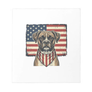 Retro Patriottische Boxer Hond Vlag Shirt Ontwerp_ Notitieblok