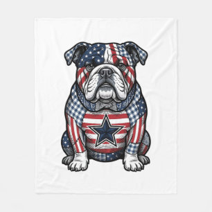 Retro Patriottische Bulldog Vector T-shirt Ontwerp Fleece Deken