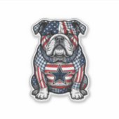 Retro Patriottische Bulldog Vector T-shirt Ontwerp Sticker (Voorkant)