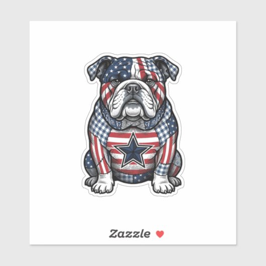 Retro Patriottische Bulldog Vector T-shirt Ontwerp Sticker (Vel)