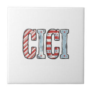 Retro Patriottische CICI naam vector shirt ontwerp Tegeltje