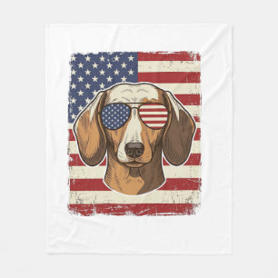 Retro Patriottische Dachshund Vlag Zonnebril Vecto Fleece Deken