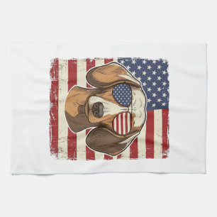 Retro Patriottische Dachshund Vlag Zonnebril Vecto Theedoek