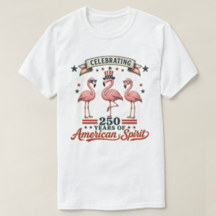 Retro Patriottische Flamingo 250 Jaar Amerikaanse T-shirt
