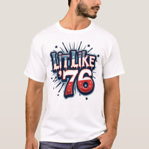 Retro Patriottische Gen Z verlicht als '76 met vuu T-shirt