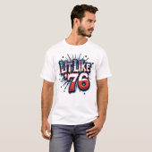 Retro Patriottische Gen Z verlicht als '76 met vuu T-shirt (Voorkant volledig)