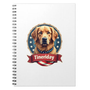 Retro Patriottische Goud Retriever Graveur T-shirt Notitieboek