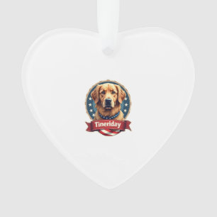 Retro Patriottische Goud Retriever Graveur T-shirt Ornament