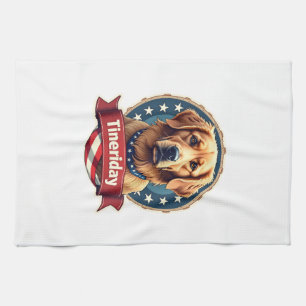 Retro Patriottische Goud Retriever Graveur T-shirt Theedoek