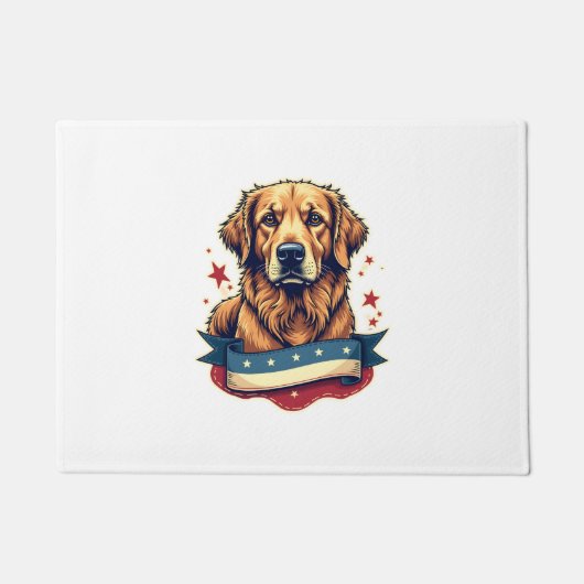 Retro Patriottische Goud Retriever Graveur Tee 4 Deurmat (Voorkant)