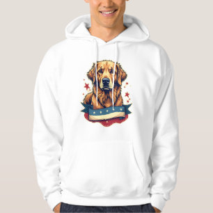Retro Patriottische Goud Retriever Graveur Tee 4 Hoodie