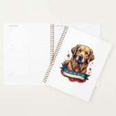 Retro Patriottische Goud Retriever Graveur Tee 4 Planner (Display)
