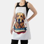 Retro Patriottische Goud Retriever Graveur Tee 4 Schort (Insitu)