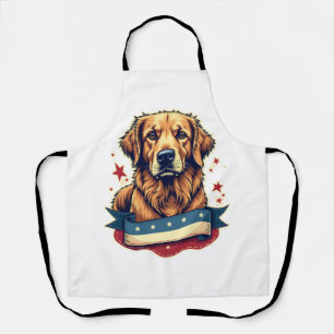 Retro Patriottische Goud Retriever Graveur Tee 4 Schort